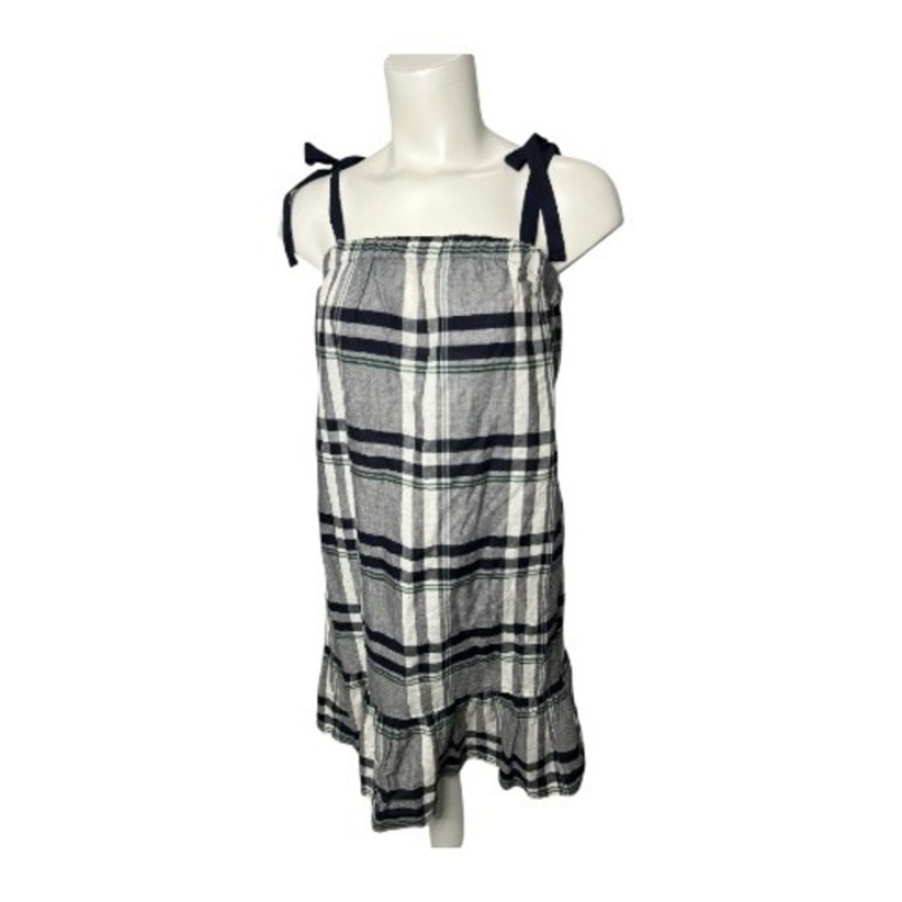 Club Monacoβ Womens Dress Size 2 Blue Plaid Sleeveless Tie Strap Cotton Blend